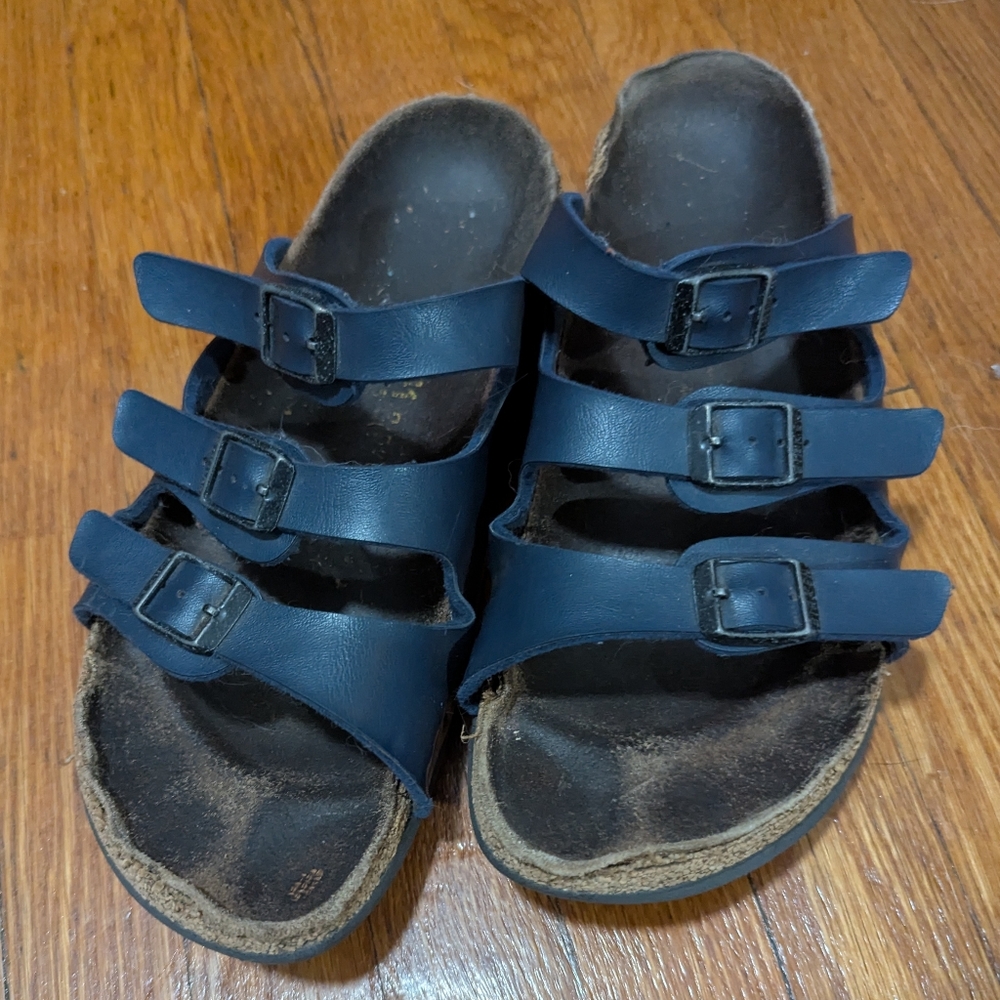Navy Strap Birkenstocks 41